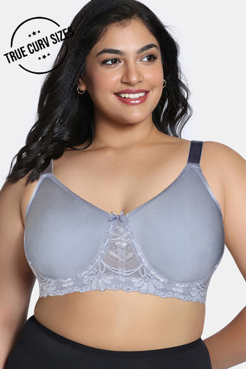 Buy Zivame True Curv Single Layered Wired Full Coverage Super Support Bra - Silver Bullet
